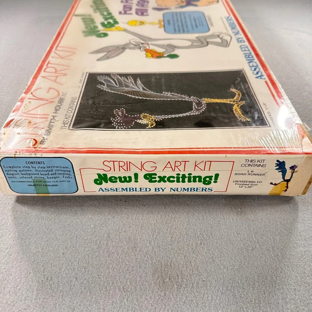 NOS Vintage 1975 Smith House Looney Tunes Road Runner String Art Kit L-6 Sealed